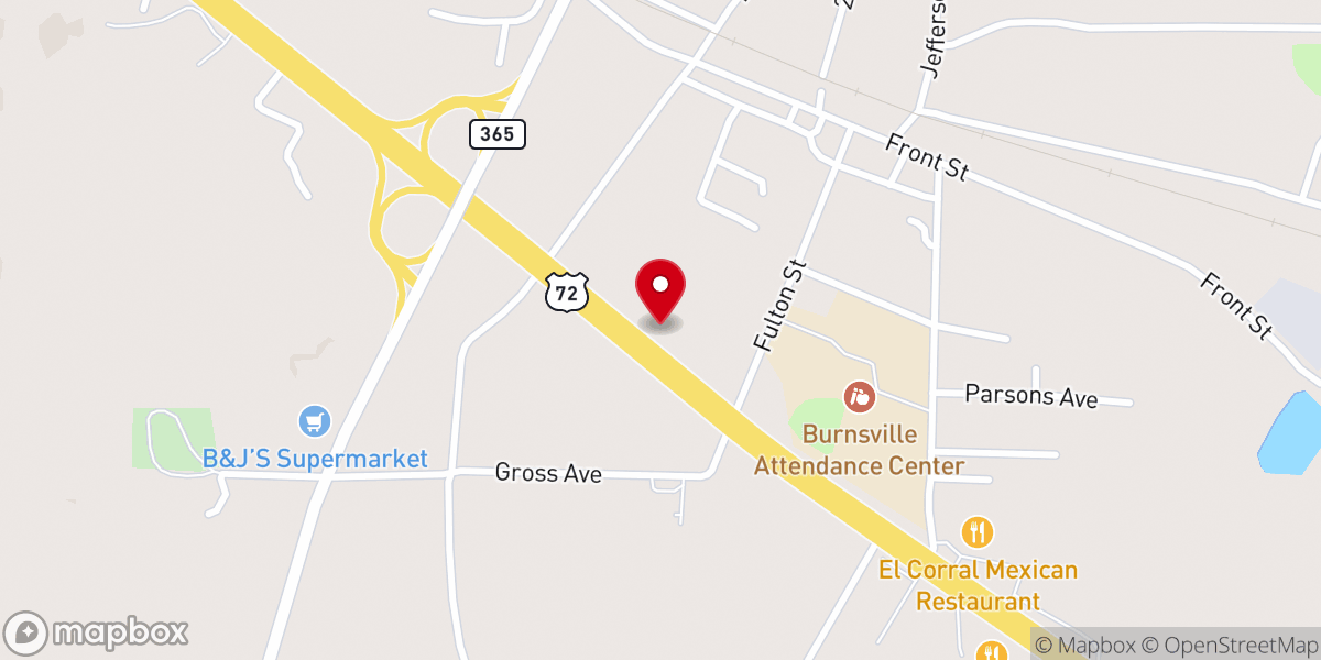 Map showing location of Burnsville Church of Christ