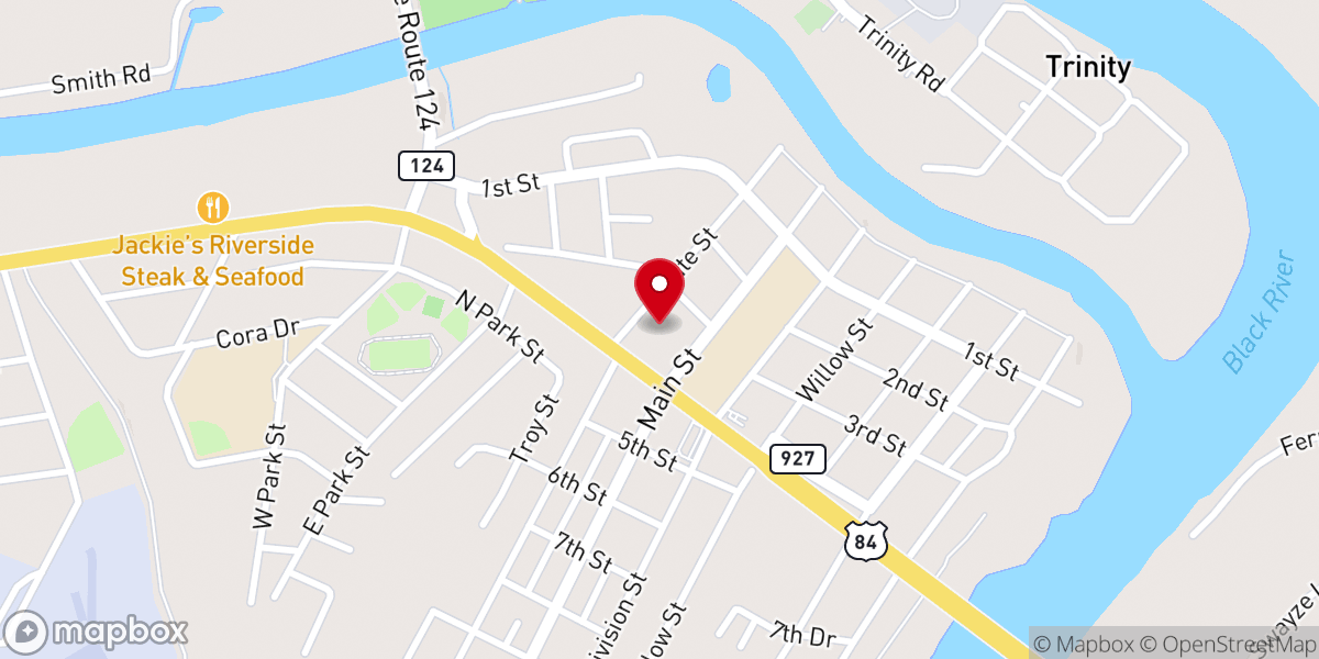 Map showing location of Ford's Food Center