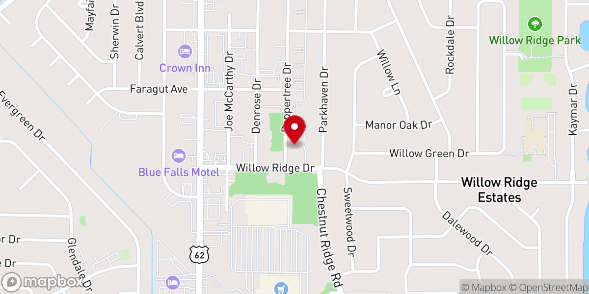 Map showing location of Amherst Baptist Church