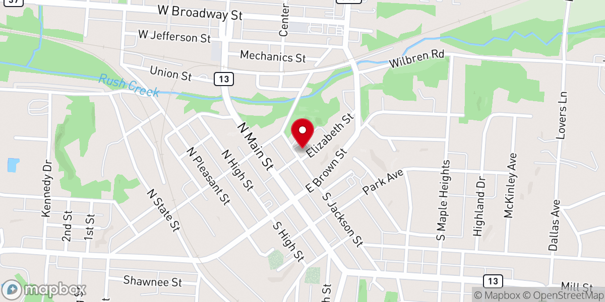 Map showing location of New Lexington Christian Church