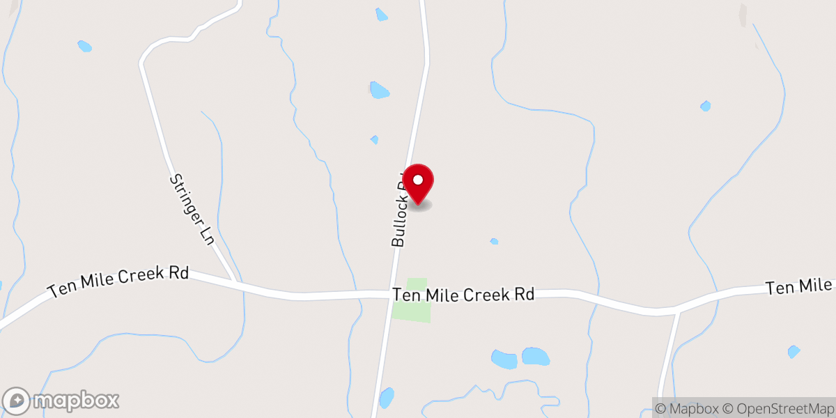 Map showing location of Mays Creek Church