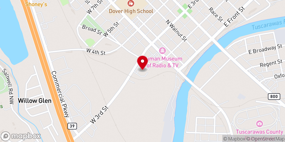 Map showing location of Burning River Church