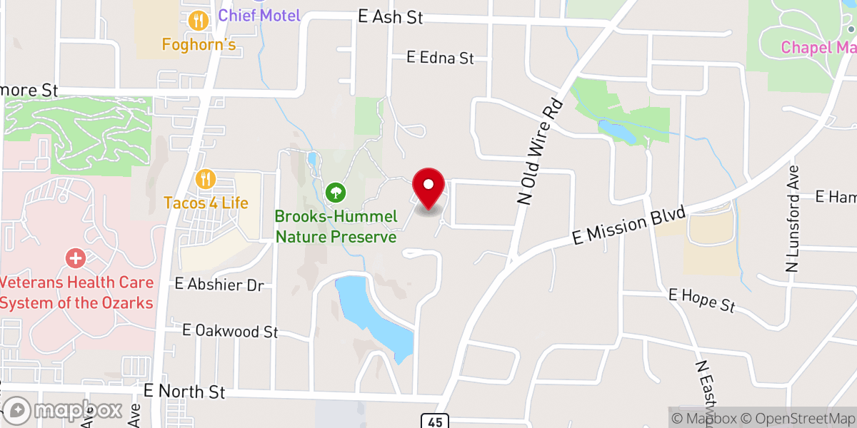 Map showing location of Prairie Grove Presbyterian Church