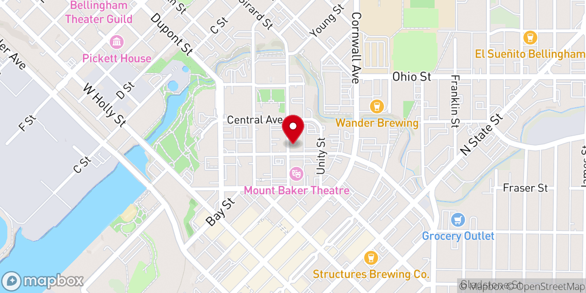 Map showing location of First Baptist Church, Bellingham, WA