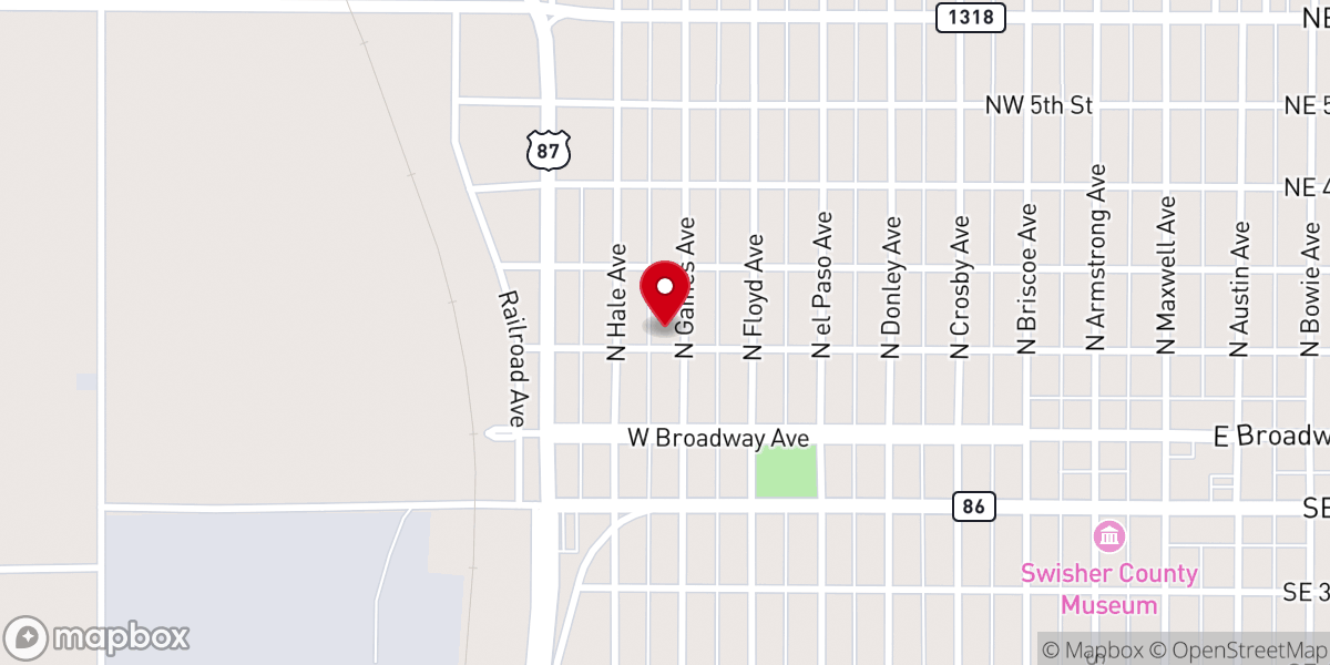 Map showing location of Tulia Seventh-day Adventist Church