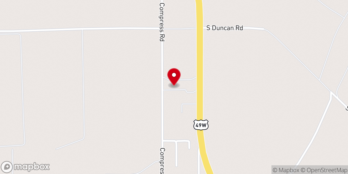 Map showing location of Oak Grove Baptist Church