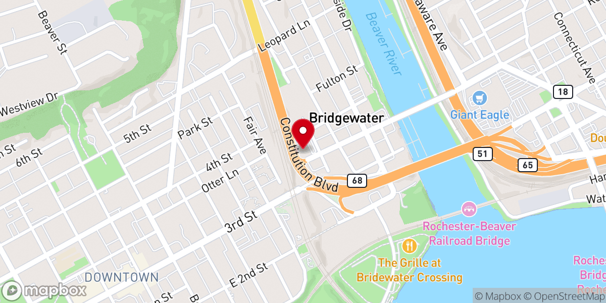 Map showing location of Bridgewater Presbyterian Church