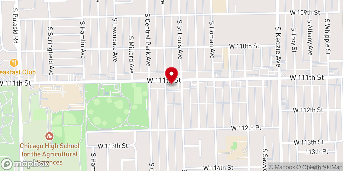 Map showing location of Mount Greenwood Reformed Church