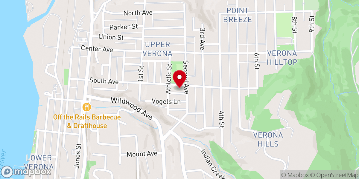 Map showing location of Verona Presbyterian Church
