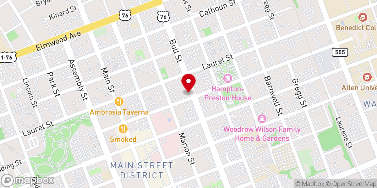 Map showing location of St. Paul's Lutheran Church