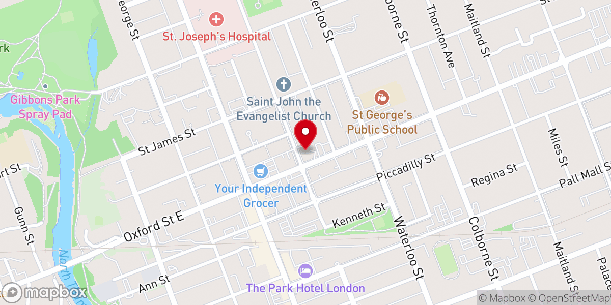 Map showing location of New St. James Presbyterian Church