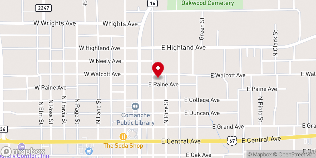 Map showing location of Pearl Street Church of Christ