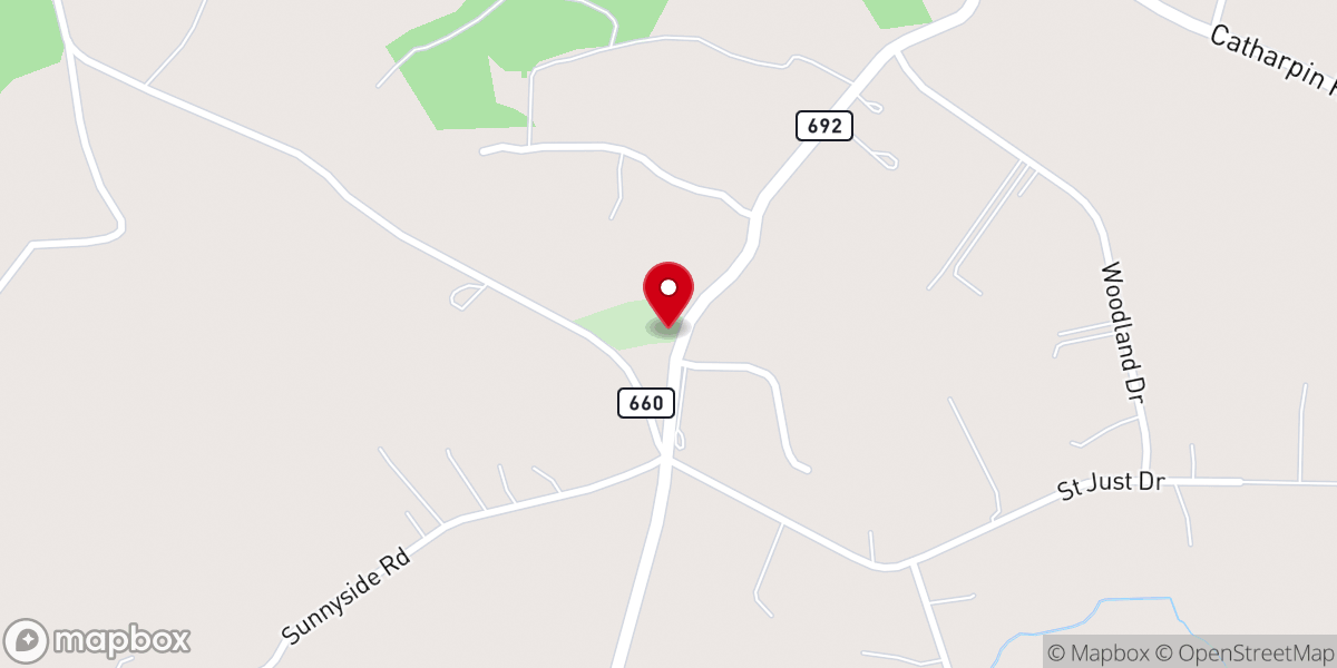 Map showing location of Antioch Baptist Church