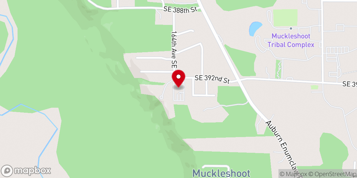 Map showing location of Muckleshoot Indian Shaker Church