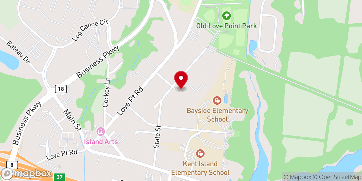 Map showing location of First Baptist Church of Kent Island