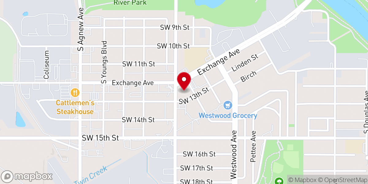 Map showing location of Exchange Avenue Baptist Church