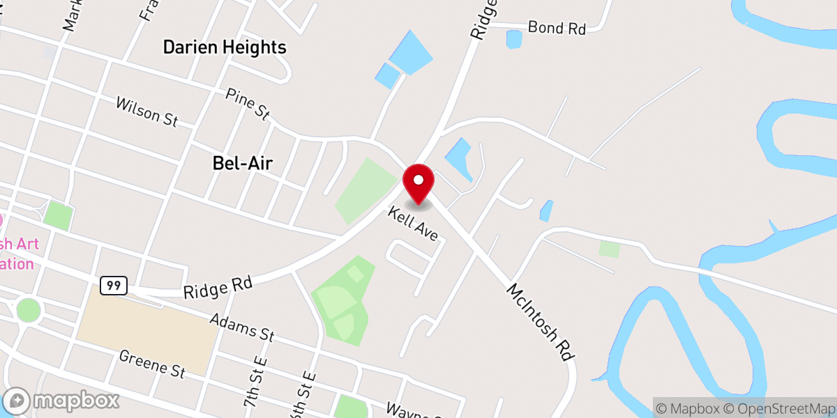 Map showing location of Darien Church of Christ
