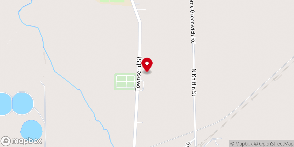 Map showing location of Greenwich First Baptist Church