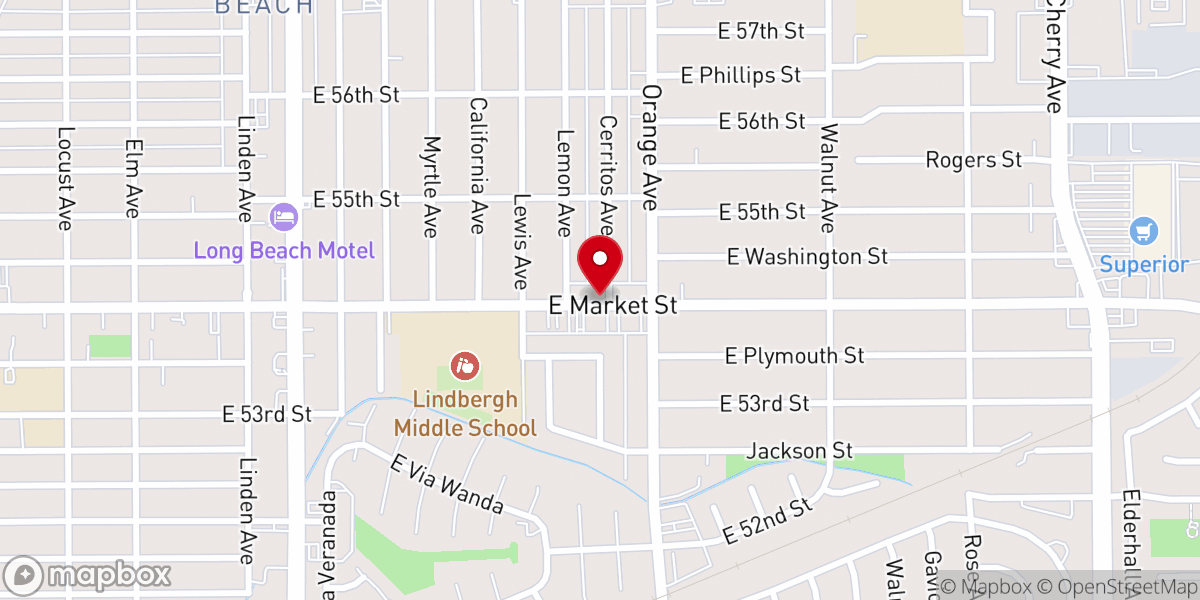 Map showing location of North Long Beach Christian Church