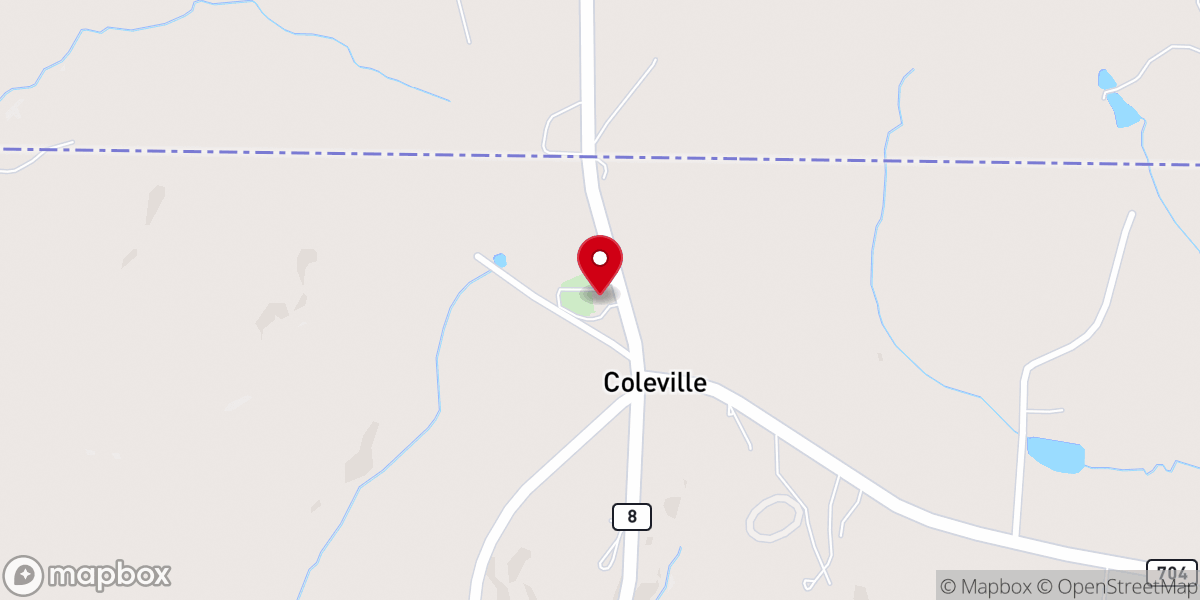 Map showing location of Russell Creek Church