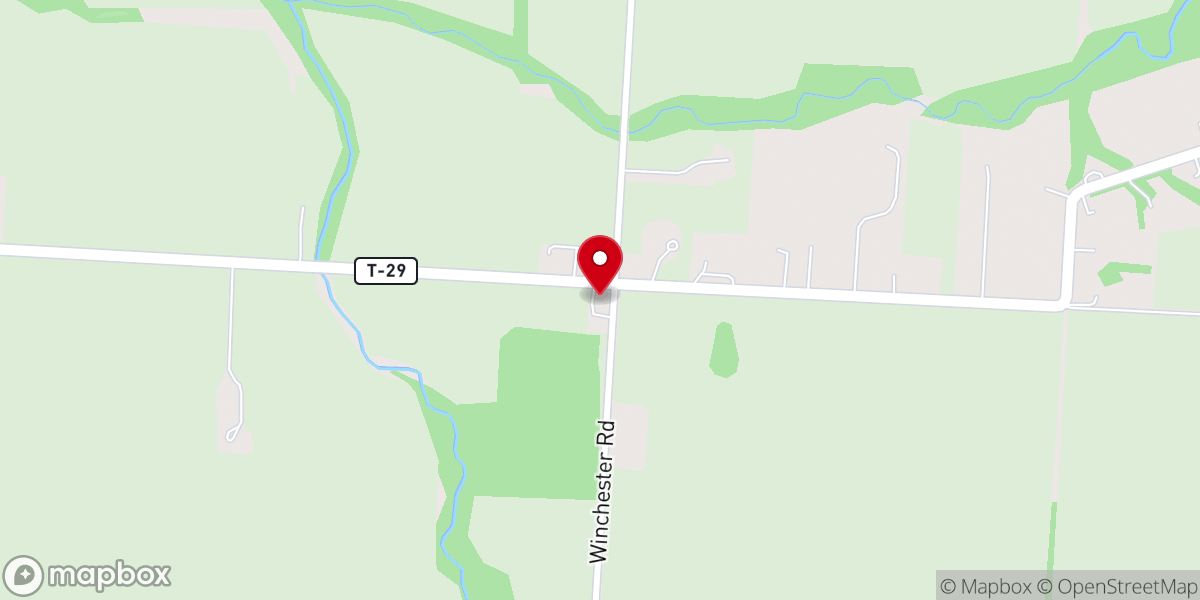 Map showing location of Hedges Chapel