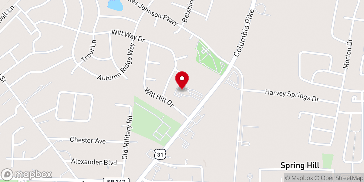 Map showing location of First Baptist Church of Spring Hill
