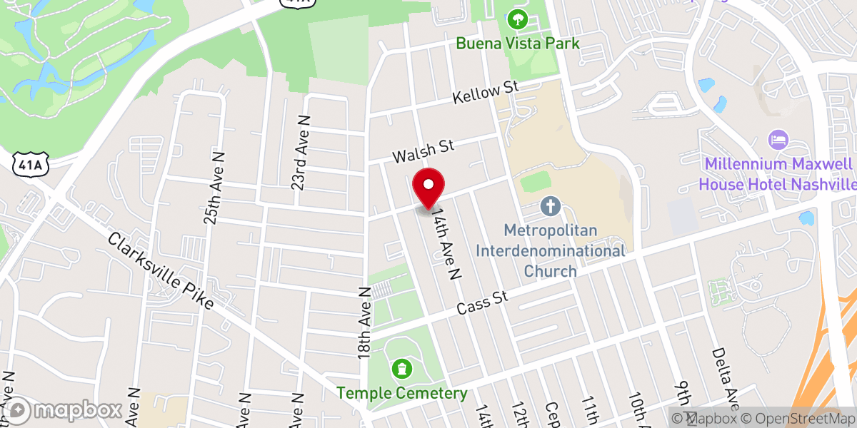 Map showing location of First Apostolic Tabernacle Church