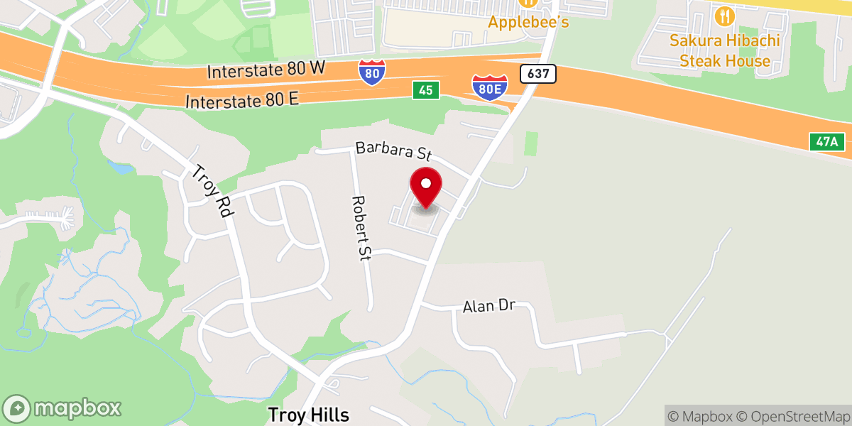 Map showing location of Chinese Christian Church of NJ