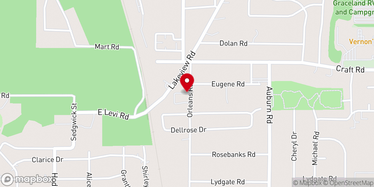 Map showing location of Oak Acres Church
