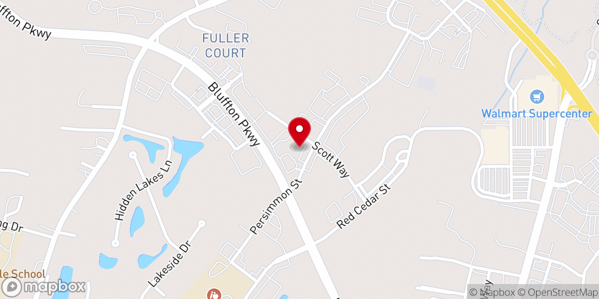 Map showing location of Calvary Chapel Bluffton