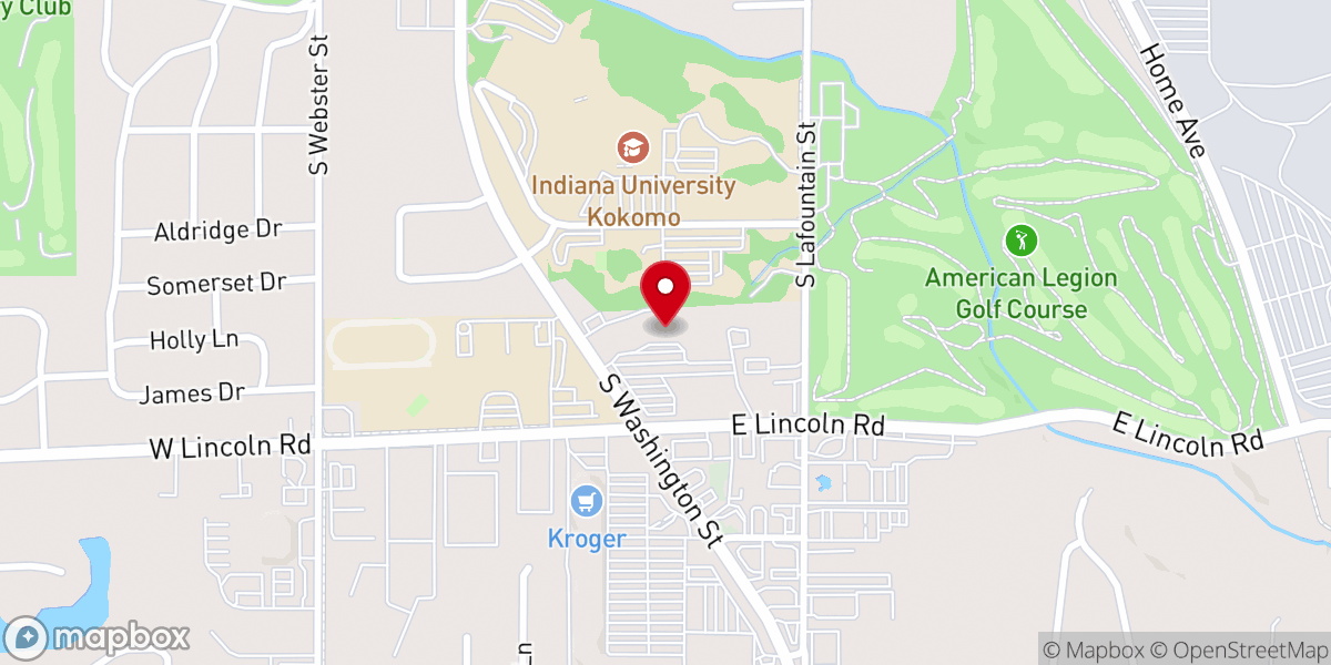 Map showing location of Kokomo First Church of the Nazarene