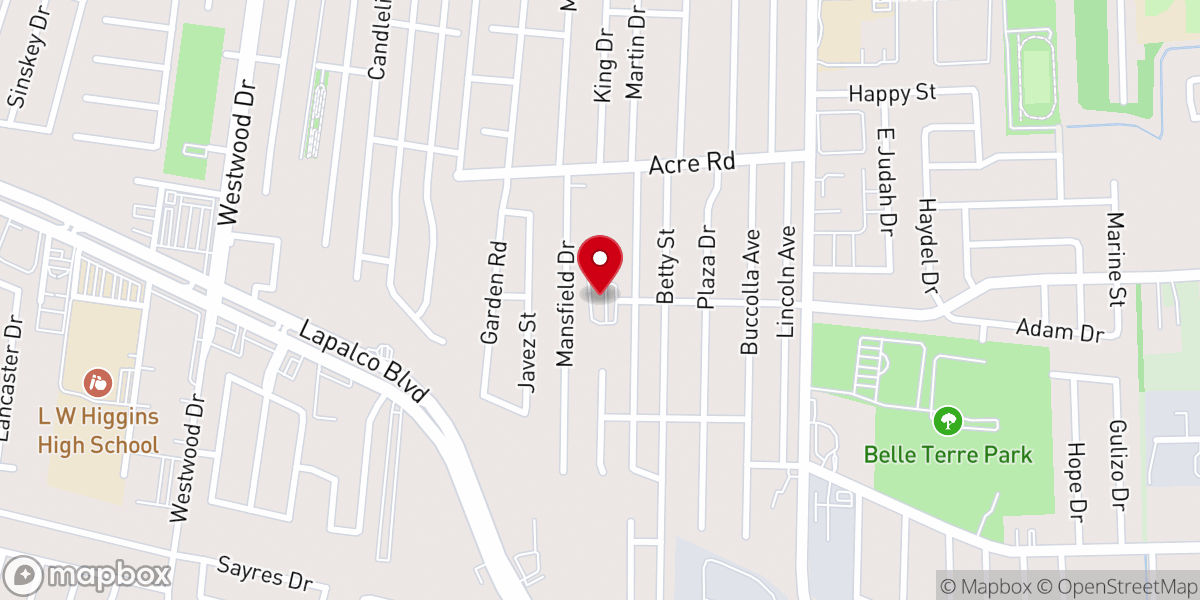 Map showing location of Second Zion Baptist Church of Marrero