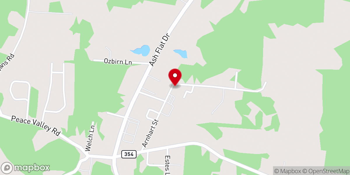 Map showing location of Ash Flat Church of God