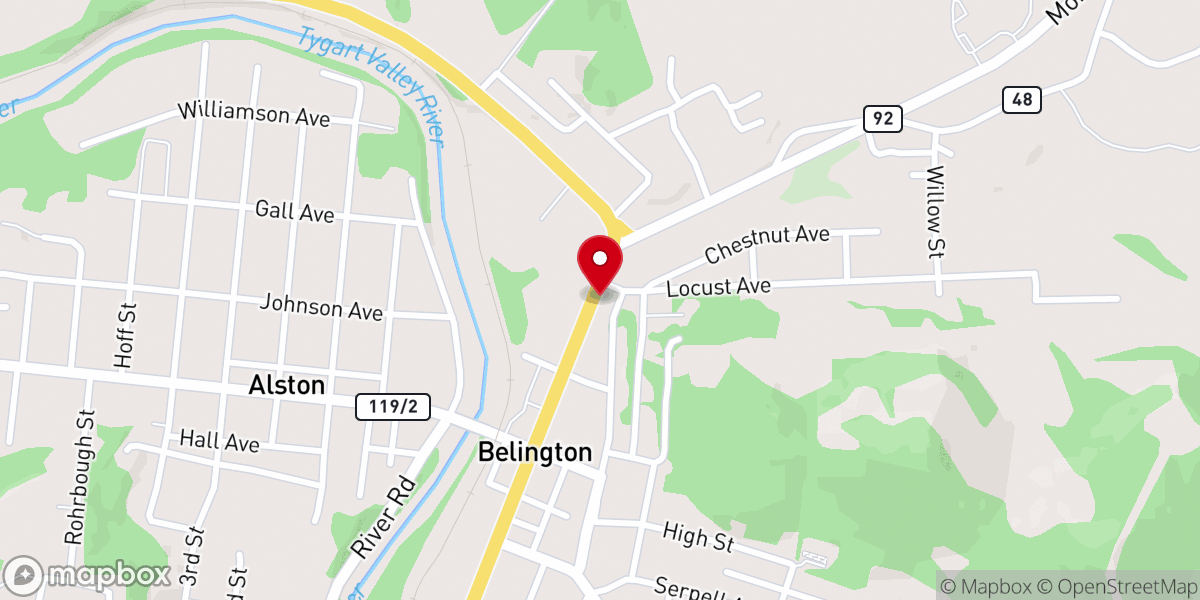 Map showing location of New Harmony Church