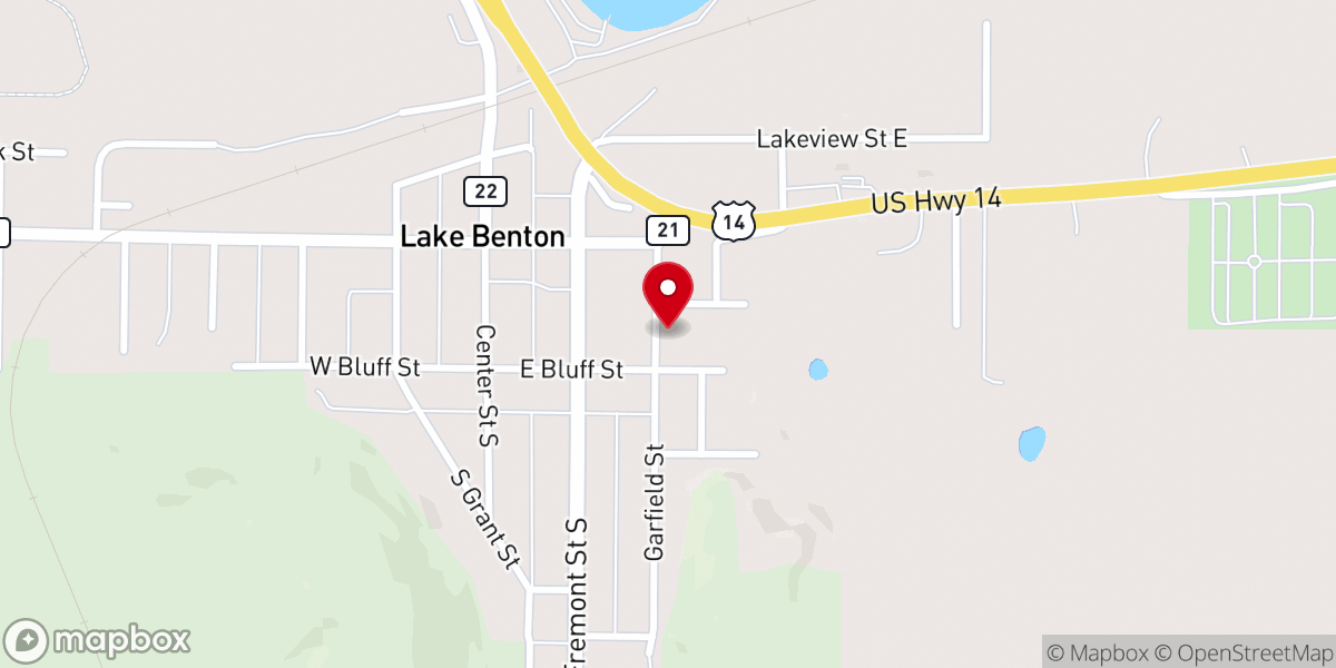 Map showing location of St. John's Lutheran Church