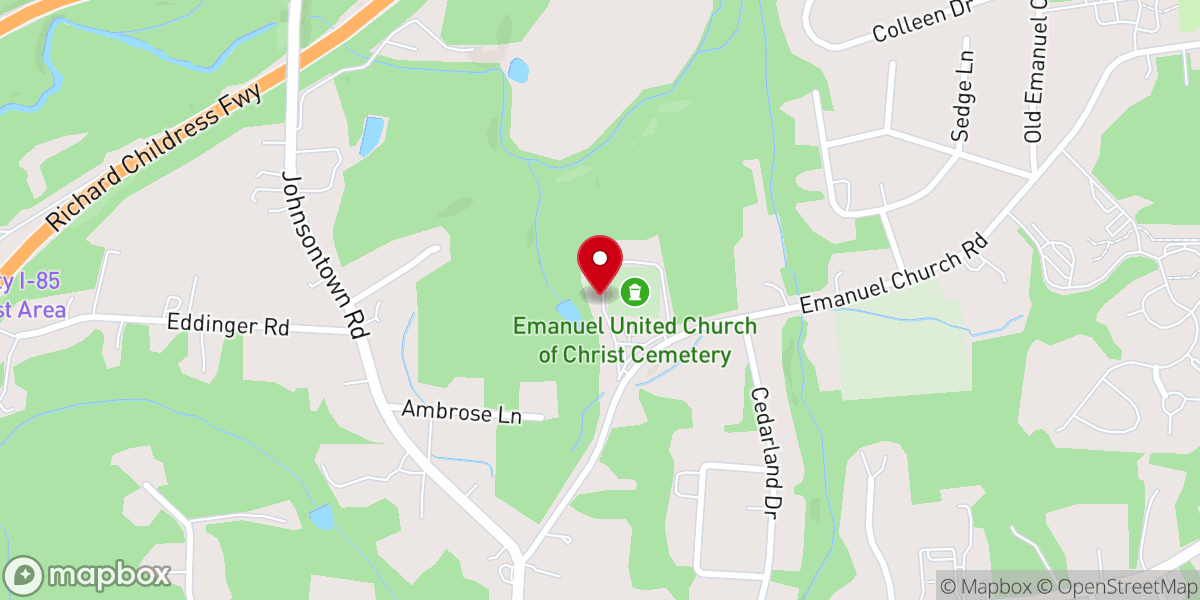 Map showing location of Emanuel Reformed Church