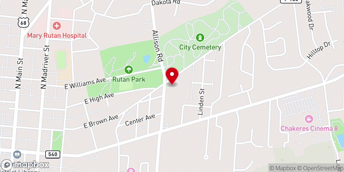 Map showing location of Westland Church