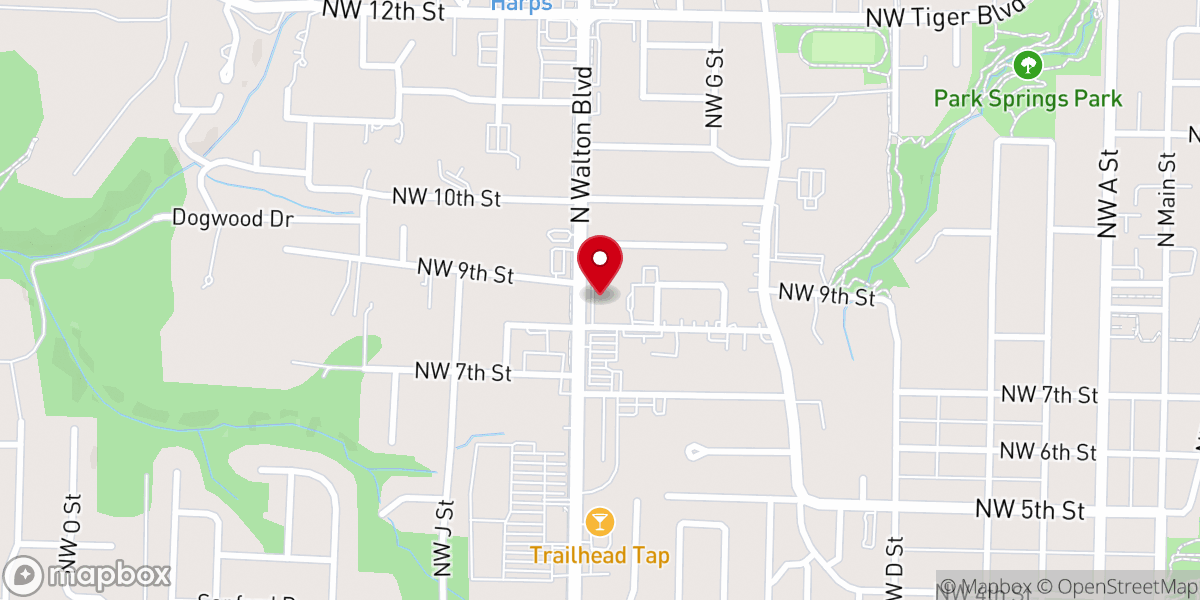 Map showing location of Bentonville Church of Christ