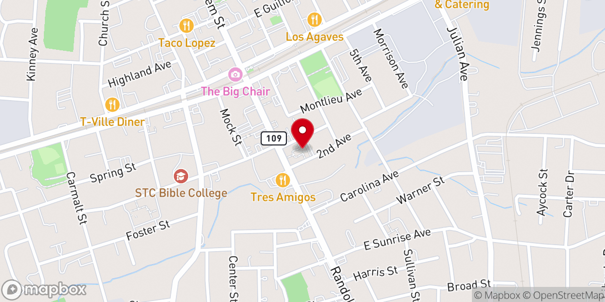 Map showing location of Memorial United Methodist Church