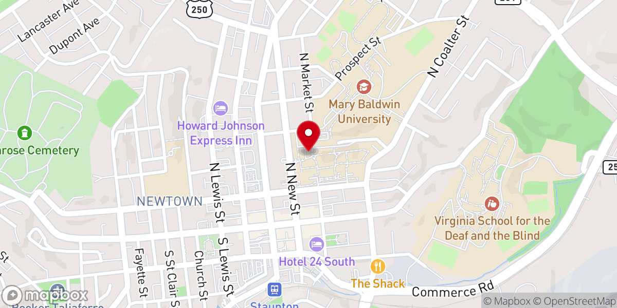 Map showing location of Flora McElwee Miller Chapel