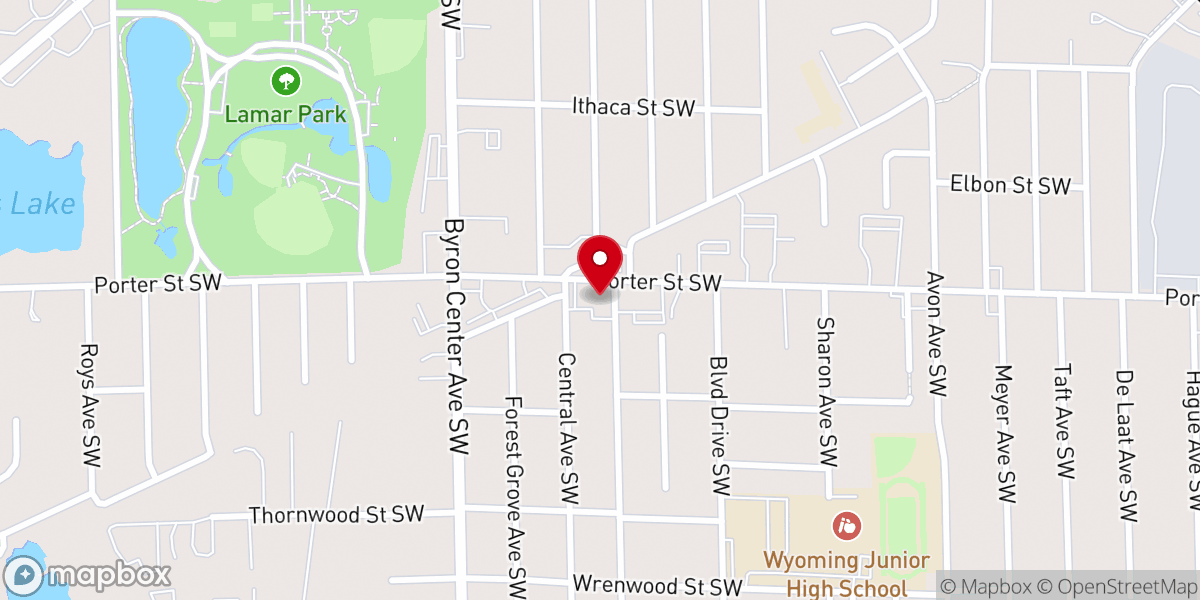 Map showing location of Wyoming Park Bible Fellowship