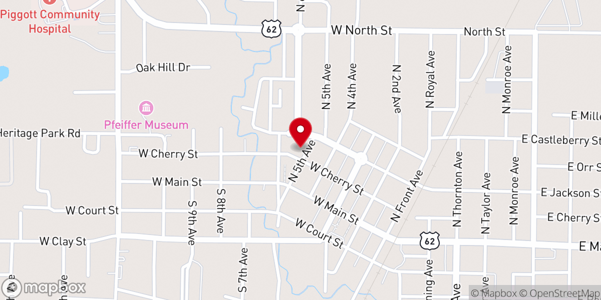 Map showing location of First Christian Church