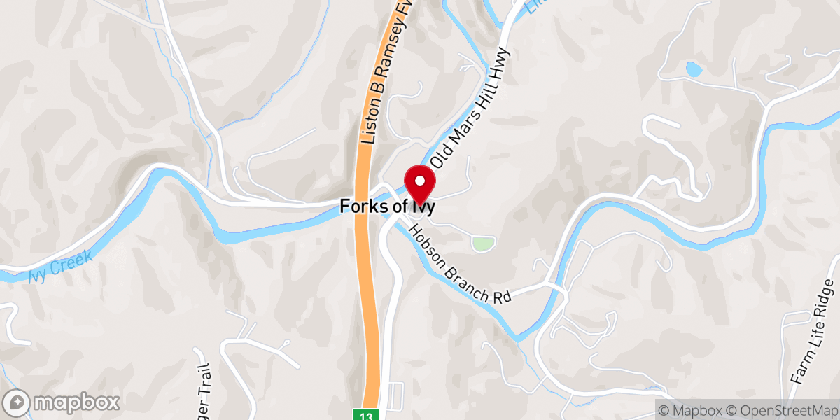 Map showing location of Forks of Ivy Baptist Church
