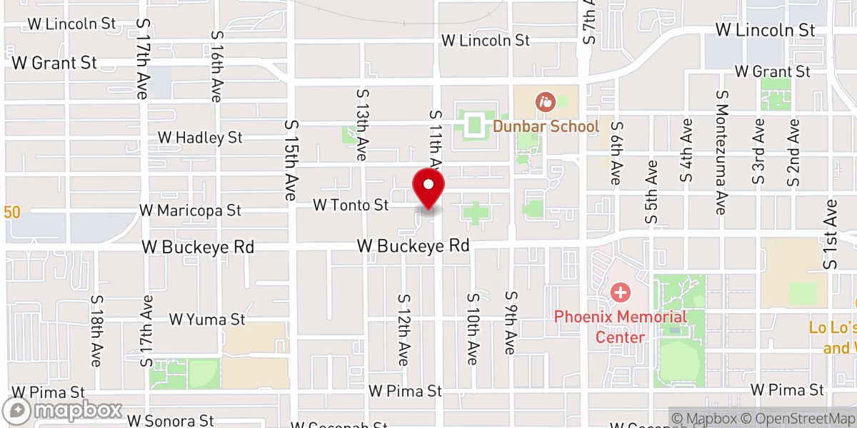 Map showing location of Tonto Street Church of Christ