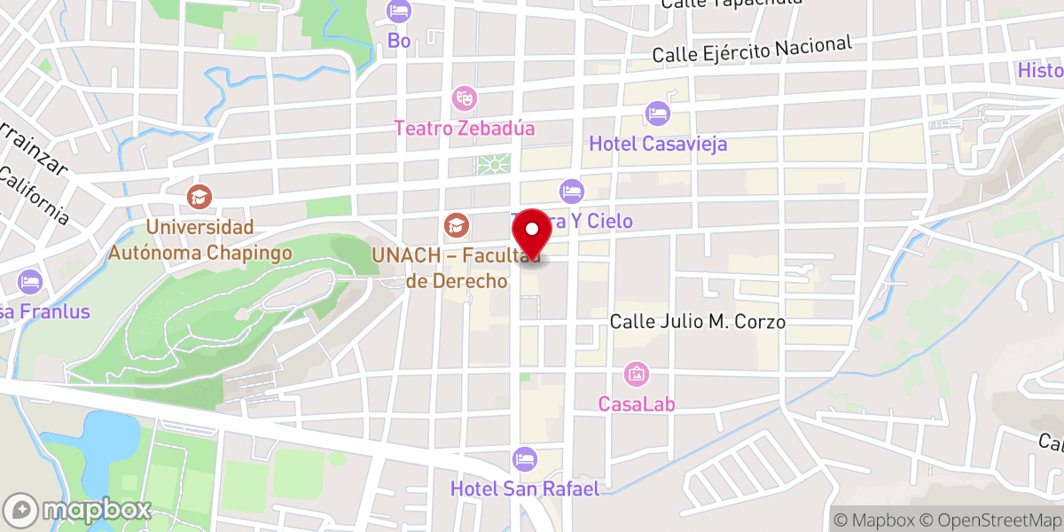 Map showing location of Templo de San Francisco de Asís