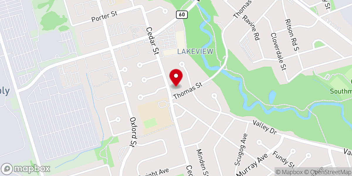 Map showing location of St. Peter's Anglican Church