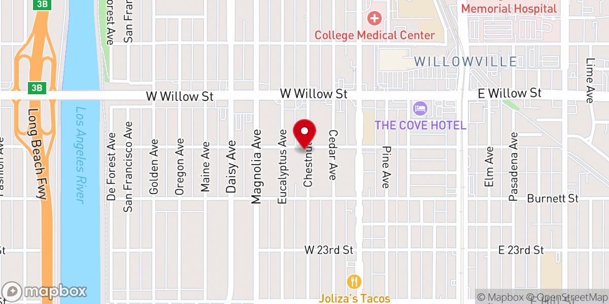 Map showing location of City Church of Long Beach