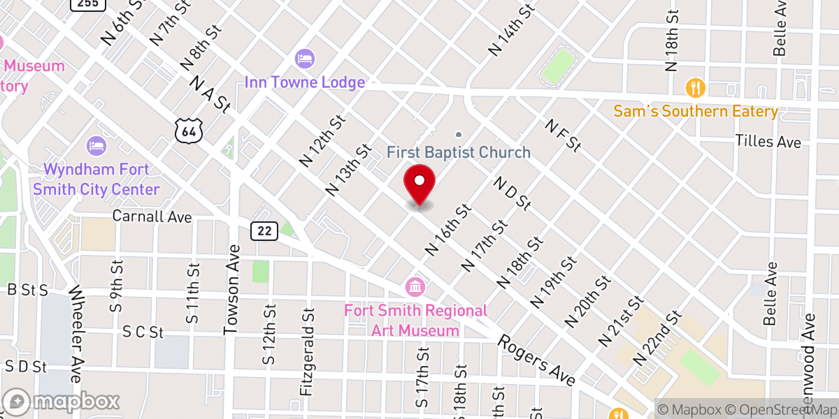 Map showing location of First United Methodist Church