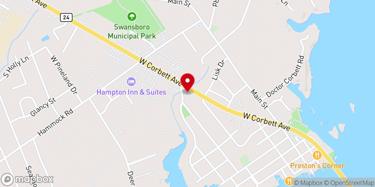 Map showing location of Swansboro Church of Christ