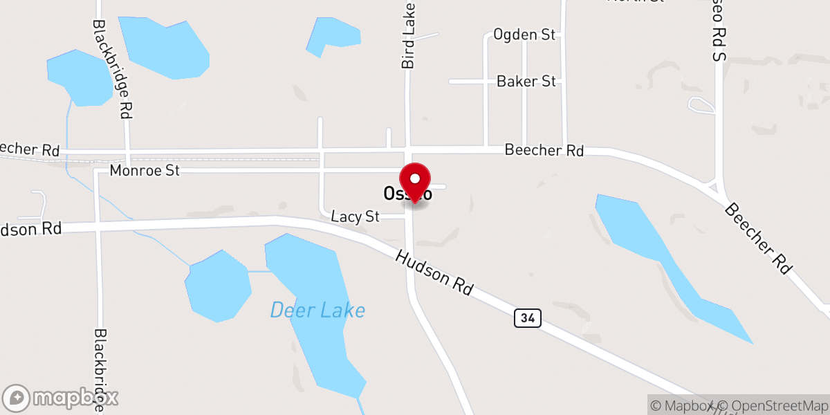 Map showing location of Osseo Methodist Church